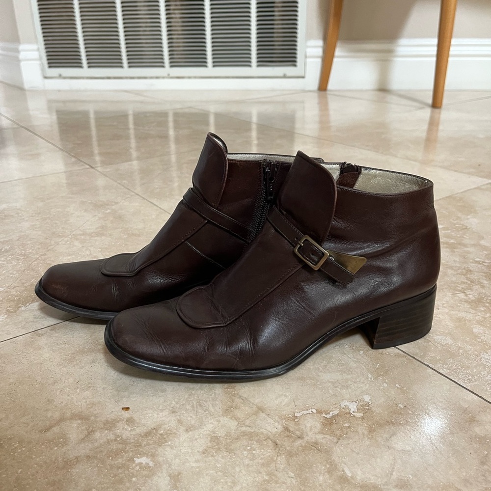 Brown 100% Leather Ankle Boots